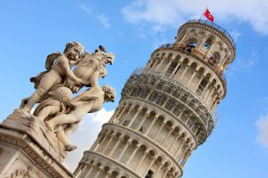 Pisa - the Leaning Tower and sculpture of cherubs