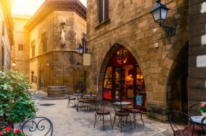 The Gothic Quarter: stone buildings and narrow streets reflect Barcelona's Medieval past.