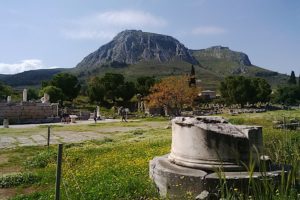 Corinth broken column and acropolis